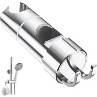 Csparkv - 2 Stück verstellbarer Duschhalter mit 2 Haken für 20,5–23,5 mm Duschköpfe, universeller Duschkopfhalter für 18–25 mm Stange, verchromter von CSPARKV