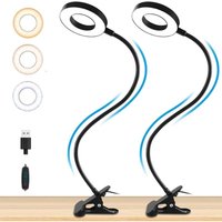 Csparkv - 2er-Pack) Clip-Leselampen, 3 Farben, 10 Helligkeiten, 48 LED-USB-Schreibtischlampe, 360° flexible Schwanenhals-Clip-Lampe, von CSPARKV
