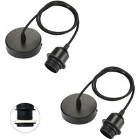 2er-Set Pendelleuchten E27 mit schraubbarem Ring, verstellbares Textilkabel 100 cm, Pendelleuchte kompatibel mit Lampenschirm, ideale Fassung für von CSPARKV