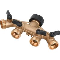Csparkv - 4-Wege-Verteiler, 4-Wege-Messing-Wasserhahn-Gartenverteiler, Gartenschlauch-Verteiler mit separatem Ventil, 3/4-Zoll-Wasseranschluss, für von CSPARKV