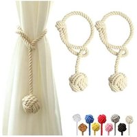 Csparkv - 55 cm Set mit 2 Vorhang-Raffhaltern mit großem Ball, gewebte handgewebte Baumwolle für den Außenbereich (Beige, 2) von CSPARKV