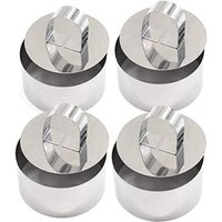 Csparkv - 8 x 8 x 3,8 cm, 4 Präsentationskreise, runde Ausstechformen mit Schieber – Edelstahl, DIY-Kuchenform, Kuchenform, Lebensmittelbacken, von CSPARKV