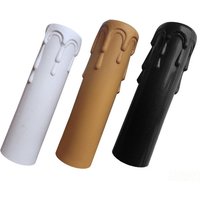 Csparkv - 9er-Packung Kunststoff-Kerzenhüllen in Tropfenform für Kronleuchter, Pendelleuchten, Weiß + Gelb + Schwarz von CSPARKV