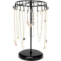 Csparkv - Drehbarer Schmuckhalter aus schwarzem Metall mit 23 Haken – H34,8 x B20,5 cm – Schmuckpräsentationsturm – Halter für Halsketten, Armbänder, von CSPARKV