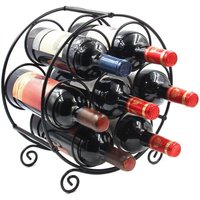 Csparkv - Flaschenregale, Weinregal, runder Aufbewahrungshalter für 7 Flaschen, schwarzes Metall von CSPARKV