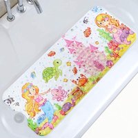 Meerjungfrau) Rutschfeste Badematte 100 x 40 cm, rutschfeste Badewannenmatte mit 200 Saugnäpfen aus PVC-Material, Duschmatte mit Cartoon-Meerestieren von CSPARKV
