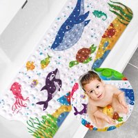 Rutschfeste Badewannenmatte, 100 x 40 cm, rutschfeste Badematte, mit 200 Saugnäpfen, PVC-Material, Duschmatte mit Cartoon-Meerestieren für Kinder und von CSPARKV