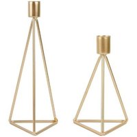 Csparkv - Set aus 2 geometrischen goldenen Kandelaber-Kerzenständern aus Metall, Kerzenhalter in verschiedenen Größen, von CSPARKV