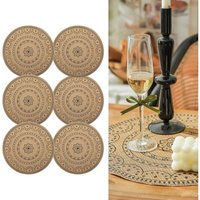 Set mit 6 runden Tischsets mit böhmischem Aufdruck, geflochtene PVC-Tischsets, waschbare, hitzebeständige, rutschfeste Tischmatte für den Esstisch in von CSPARKV