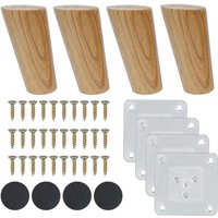 Csparkv - Stück 10 cm schräge Möbelbeine aus Holz – solide Ersatzbeine für Sofa, Sessel, Tisch, TV-Ständer mit Zubehör von CSPARKV