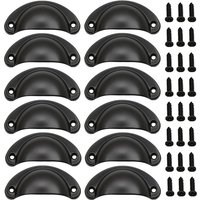 Cm x 3,5 cm (schwarz), 12 Stück Vintage-Muschelgriff, Türknauf, Möbelgriff, Retro-Eisen-Türgriffe mit Schrauben für Möbel, Schublade, Schrank, von CSPARKV