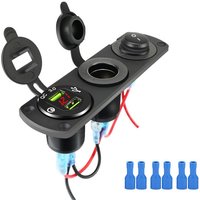 Dual-USB-Autoladegerät-Steckdosenleiste mit 12-V-Zigarettenanzünder-Splitter, LED-Voltmeter und unabhängigem Schalter von CSPARKV