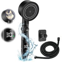 Csparkv - Duschkopf mit digitaler Temperatur, wassersparender Hochdruck-Duschkopf, 1,5 m Schlauch für Duschkopf mit Wasserstopp, 5 Modi, Duschkopf von CSPARKV