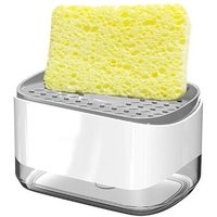 Csparkv - Flüssigseifenspender mit Schwammhalter 2 in 1, Spülmittelspender, Handpumpenspender aus Kunststoff für Küchenspüle und Badezimmer von CSPARKV