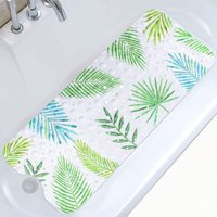 Grünes Blatt) Rutschfeste Badematte 100 x 40 cm, rutschfeste Badewannenmatte mit 200 Saugnäpfen aus PVC-Material, Duschmatte mit Cartoon-Meerestieren von CSPARKV