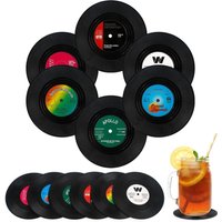 Csparkv - Vinyl-Untersetzer, 12 Stück, Retro-CD-Untersetzer, rutschfeste Isolierung, Vinyl-Tischmatte zum Schutz von heißen, kalten Getränken, von CSPARKV