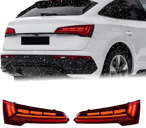 CSRBOOMEE Auto-Rücklicht für Audi Q5 2018-2024, Stoßfester Auto-Rücklicht-Ersatz,Red A Pair von CSRBOOMEE