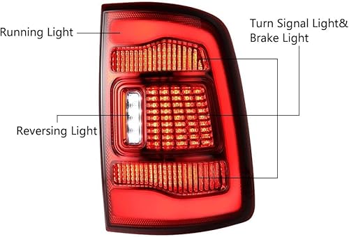 CSRBOOMEE Auto-Rücklicht für Dodge Ram 2008-2016, Stoßfester Auto-Rücklicht-Ersatz,Red A Pair von CSRBOOMEE