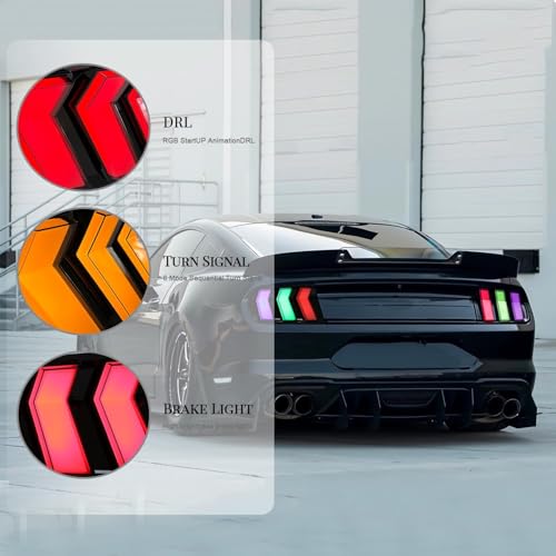 CSRBOOMEE Auto-Rücklicht für Ford Mustang 2015-2021, Stoßfester Auto-Rücklicht-Ersatz,RGB Model A Pair von CSRBOOMEE