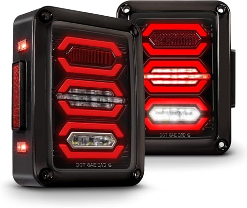 CSRBOOMEE Auto-Rücklicht für Jeep Wrangler 2007-2017, Stoßfester Auto-Rücklicht-Ersatz,Red A Pair von CSRBOOMEE