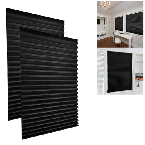 CSSHNL Plissee zum Kleben 2 Stück modischer Verdunkelungsrollo, Schatten, Licht, Fenstervorhang, Selbstklebender Plissee-Jalousien-Vorhang(90x150cm) von CSSHNL
