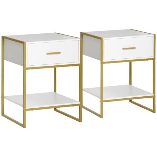 CSSHNL nachttisch Modernes Nachttisch-Set mit 2 Seitenregalen und Schubladen for Schlafzimmer CSSHNL nachttisch Modernes Nachttisch-Set mit 2 Seitenregalen und Schubladen for Schlafzimmer von CSSHNL