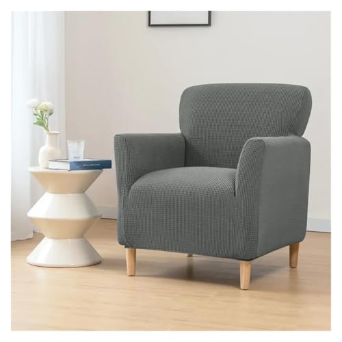 Elastisch Stretch Husse Polar Fleece Tub Chair Cover Spandex Club Armchair Slipcovers for Living Room Elastic Single Sofa Covers Home Bar Counter Hotel(Dark Grey Sofa Cover) von CSSHNL