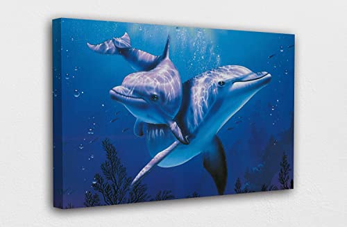 Ein reizendes Delphin-blaues Meer-Wasser, Leinwandbild | Wandbild Bilder Poster Poster Set Leinwand Bilder Wanddeko Wohnzimmer | Wanddeko Schlafzimmer Fotowand - 80x120cm Ungerahmt von CSSXJART