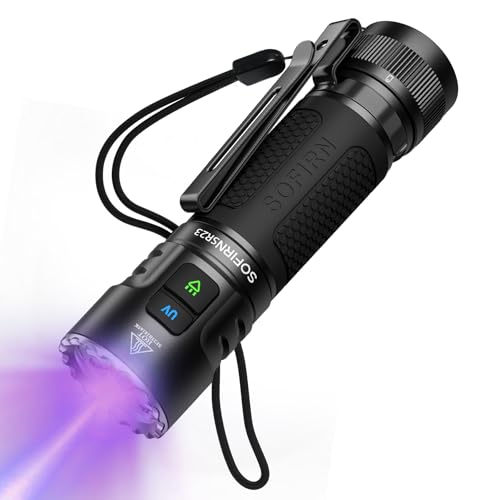 SOFIRN SR23 Taschenlampe Mit UV Lampe, 3300LM, 365NM Schwarzlichtlampe, Mit Typ-C, IPX8, Magnet, Clip, Aufladbare Led Taschenlampe Geeignet Für Hundespaziergänge, Falschgelderkennung, Haustierurin SOFIRN SR23 Taschenlampe Mit UV Lampe, 3300LM, 365NM Schwarzlichtlampe, Mit Typ-C, IPX8, Magnet, Clip, Aufladbare Led Taschenlampe Geeignet Für Hundespaziergänge, Falschgelderkennung, Haustierurin von CSTEBOKE