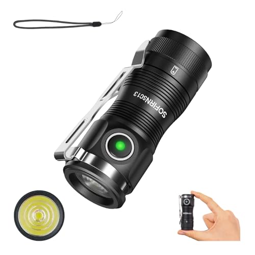 Sofirn SC13 Mini Taschenlampe Led Aufladbar, 1300 LM Taschenlampe Klein, Led Taschenlampe Extrem Hell mit 5 Modi, IP68 Wasserdichte EDC taschenlampe für Camping, Wandern, Notfäll, Outdoor Taschenlampe von CSTEBOKE