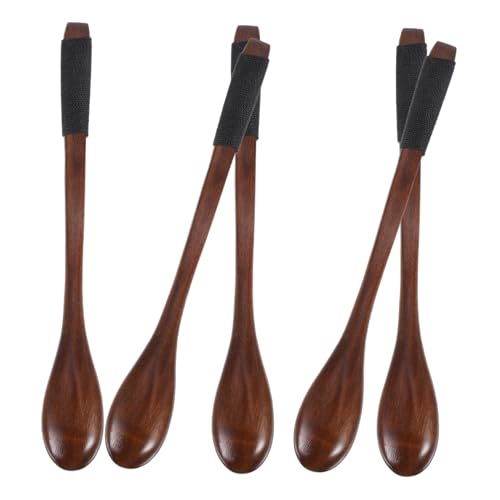 5 x Kaffeelöffel aus Holz, langer Griff, Rührlöffel, für Marmelade, Dessertrührer, Küchenhelfer von CSXMONEY