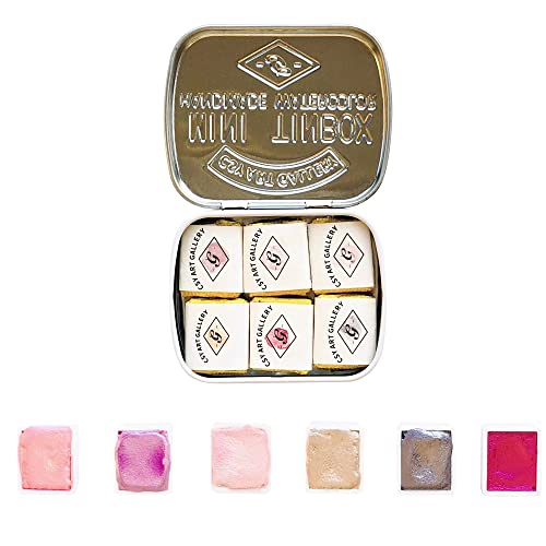 CSY Art Gallery - Handgemachte Metallic-Aquarellfarben - Set mit halben Näpfen - Schimmernde Metallic-Glitzerfarben - Professionelle Aquarellmalerei - Perfekt für unterwegs (rosa Pfirsich) von CSY art gallery