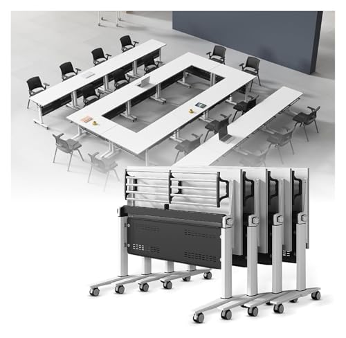 Besprechungstisch klappbar, Klappbarer mobiler Schulungstisch mit Klappdeckel und großem Stahlrahmen for große Besprechungen im Büro-Konferenzraum(6pack) von CSYQPDMBDL