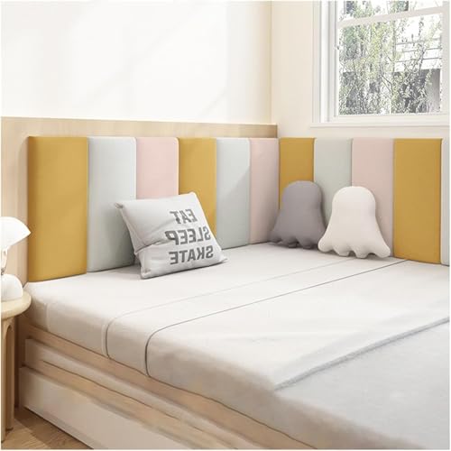 CSYQPDMBDL Anti-Kollisions-Wandpolsterung, 3D-Antikollisions-Polsterwandpaneel, Selbstklebender Schwamm-Wandaufkleber for das Schlafzimmer zu Hause(Light red+White+Yellow,80x50cm) von CSYQPDMBDL