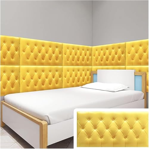 CSYQPDMBDL Anti-Kollisions-Wandpolsterung, 3D-Schaumstoff-Wandpaneele, gepolstertes Kopfteil for Abziehen und Aufkleben, Schutz-Wandaufkleber(Yellow,10PCS) von CSYQPDMBDL