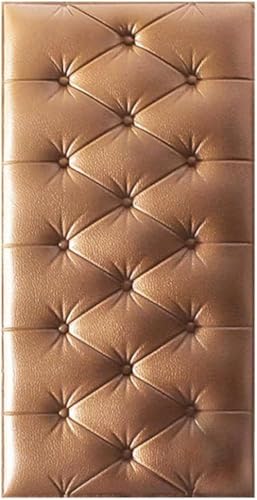 CSYQPDMBDL Anti-Kollisions-Wandpolsterung, Kopfteil for Abziehen und Aufkleben, 3D-Antikollisions-Wandaufkleber, an der Wand montiertes Kopfteil, schalldichte Wandpaneele(Brown,4PCS) von CSYQPDMBDL