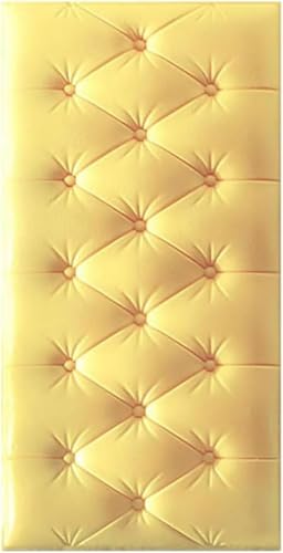 CSYQPDMBDL Anti-Kollisions-Wandpolsterung, Kopfteil for Abziehen und Aufkleben, 3D-Antikollisions-Wandaufkleber, an der Wand montiertes Kopfteil, schalldichte Wandpaneele(Light Yellow,4PCS) von CSYQPDMBDL