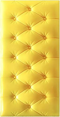 CSYQPDMBDL Anti-Kollisions-Wandpolsterung, Kopfteil for Abziehen und Aufkleben, 3D-Antikollisions-Wandaufkleber, an der Wand montiertes Kopfteil, schalldichte Wandpaneele(Yellow,6PCS) von CSYQPDMBDL