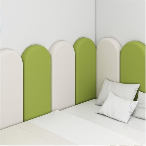 CSYQPDMBDL Anti-Kollisions-Wandpolsterung, Selbstklebende Wandpaneele, weiche Wandaufkleber, Antikollisions-Wandmatte, dekorativer Wandaufkleber for Zuhause(Green+White,160x50cm) von CSYQPDMBDL