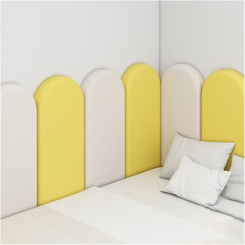 CSYQPDMBDL Anti-Kollisions-Wandpolsterung, Selbstklebende Wandpaneele, weiche Wandaufkleber, Antikollisions-Wandmatte, dekorativer Wandaufkleber for Zuhause(Yellow+White,80x50cm) von CSYQPDMBDL