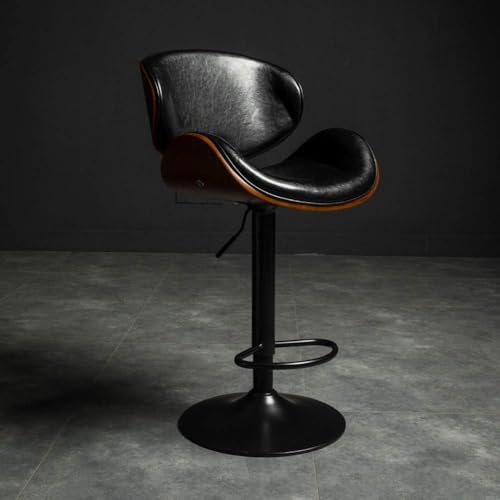 CSYQPDMBDL Barhocker, Tresenhocker, Barhocker, höhenverstellbarer Küchen-Esszimmerstuhl mit Rückenlehne und Fußstütze, Moderne drehbare Barhocker for Zuhause(Black) von CSYQPDMBDL