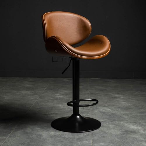 CSYQPDMBDL Barhocker, Tresenhocker, Barhocker, höhenverstellbarer Küchen-Esszimmerstuhl mit Rückenlehne und Fußstütze, Moderne drehbare Barhocker for Zuhause(Brown) von CSYQPDMBDL