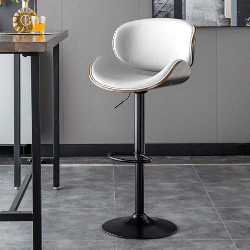 CSYQPDMBDL Barhocker, Tresenhocker, Barhocker, höhenverstellbarer Küchen-Esszimmerstuhl mit Rückenlehne und Fußstütze, Moderne drehbare Barhocker for Zuhause(White) von CSYQPDMBDL
