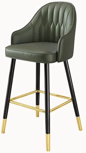 CSYQPDMBDL Barhocker, Tresenhocker, Esszimmerstühle aus Leder, europäischer Thekenhocker, Küchenhocker aus Metall mit gepolsterter Rückenlehne und Fußstütze(Green,75cm) von CSYQPDMBDL