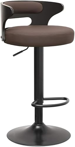 CSYQPDMBDL Barhocker, Tresenhocker, Höhenhocker, drehbarer Küchenhocker, Moderne Barhocker mit Rückenlehne und Fußstütze, runder gepolsterter Esszimmerstuhl(Brown) von CSYQPDMBDL