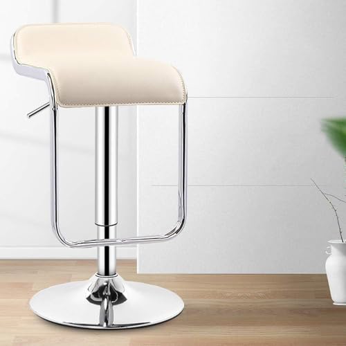 CSYQPDMBDL Barhocker, Tresenhocker, Höhenverstellbare Barhocker mit Fußstütze, Thekenhocker aus PU-Leder, moderner Esszimmerstuhl, schwarz, quadratisch(Beige) von CSYQPDMBDL