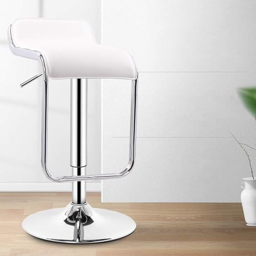 CSYQPDMBDL Barhocker, Tresenhocker, Höhenverstellbare Barhocker mit Fußstütze, Thekenhocker aus PU-Leder, moderner Esszimmerstuhl, schwarz, quadratisch(White) von CSYQPDMBDL