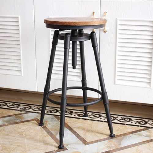 CSYQPDMBDL Barhocker, Tresenhocker, Höhenverstellbarer Küchen-Esszimmerstuhl mit Rückenlehne und Fußstütze, runden Barhockern, um 360 Grad drehbar(Light Wood Board,Without backrest) von CSYQPDMBDL