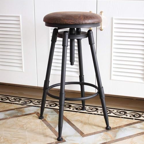 CSYQPDMBDL Barhocker, Tresenhocker, Höhenverstellbarer Küchen-Esszimmerstuhl mit Rückenlehne und Fußstütze, runden Barhockern, um 360 Grad drehbar(Pu Leather,Without backrest) von CSYQPDMBDL