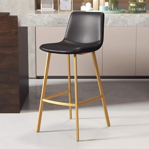 CSYQPDMBDL Barhocker, Tresenhocker, Moderne Barhocker mit Rückenlehne, Metall-Küchenhocker, Esszimmerstuhl mit Fußstütze, Schwarze Barhocker(Black,Gold Leg) von CSYQPDMBDL